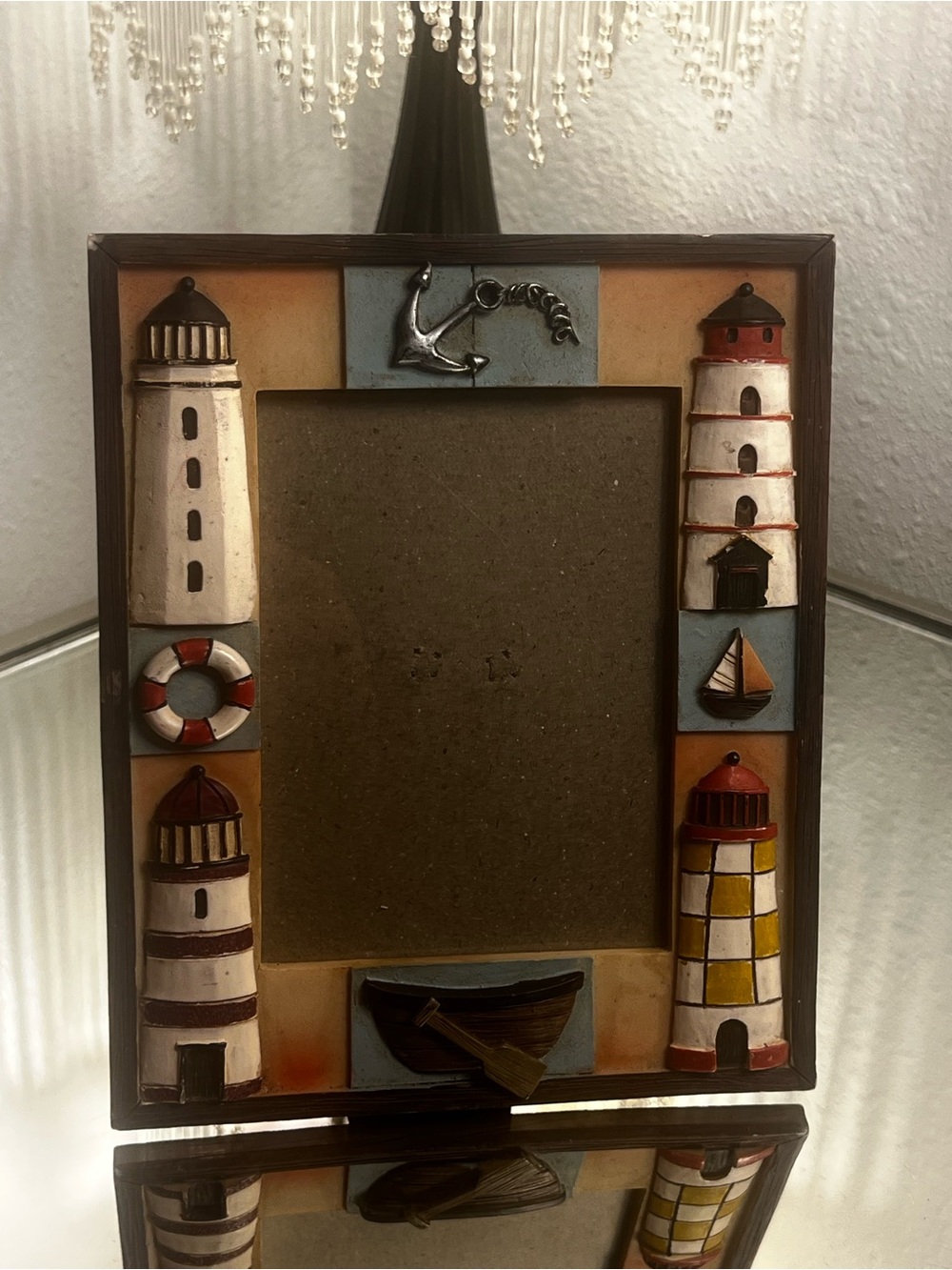 Vintage 3D Coastal Nautical Resin Picture Frame – Lighthouses, Anchor & Boat - Picture 4 of 8